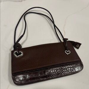 Brighton Women's Brown Leather Shoulder Bag with Heart Charm Accents